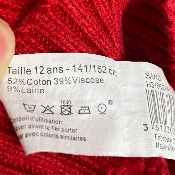 Monoprix Red Braided Cable Knit Longsleeve Sweater [Women’s XS] [Girls’ 12] EUC - Picture 9 of 9